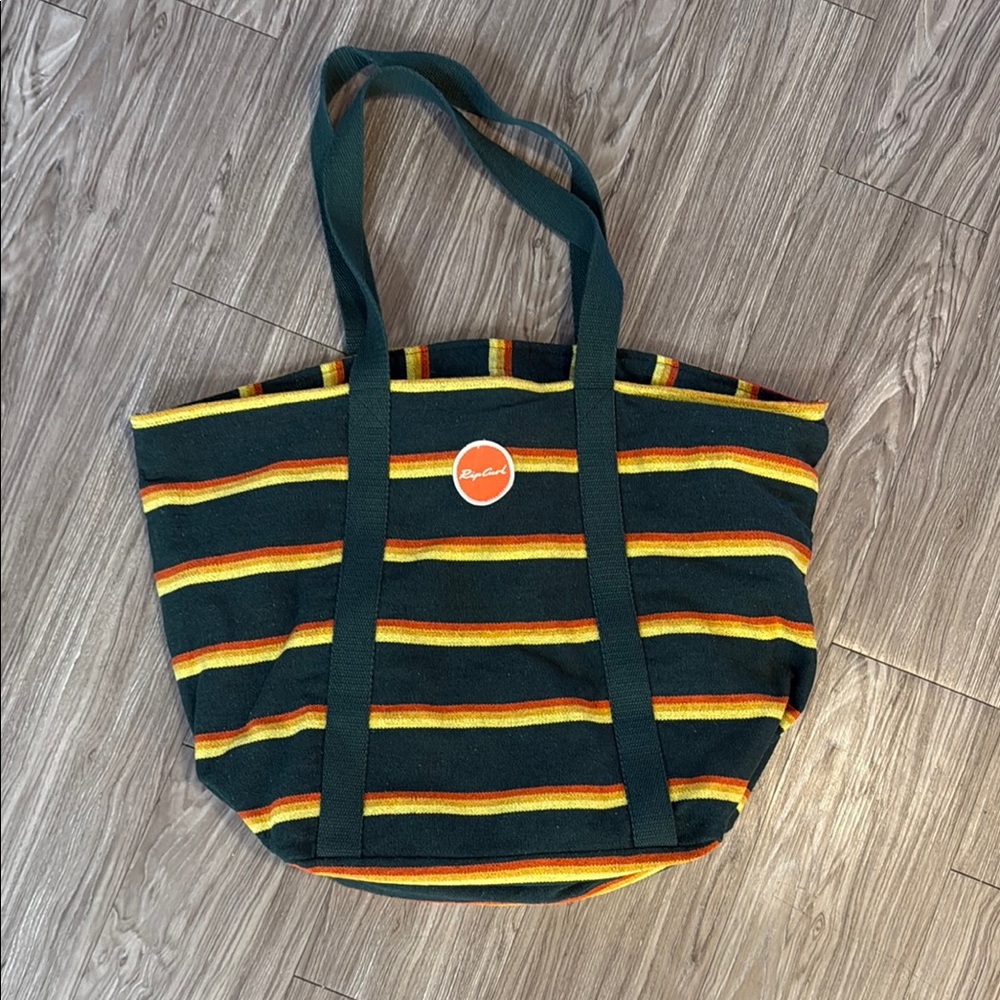 Rip Curl Green Tote with Red and Yellow Stripes